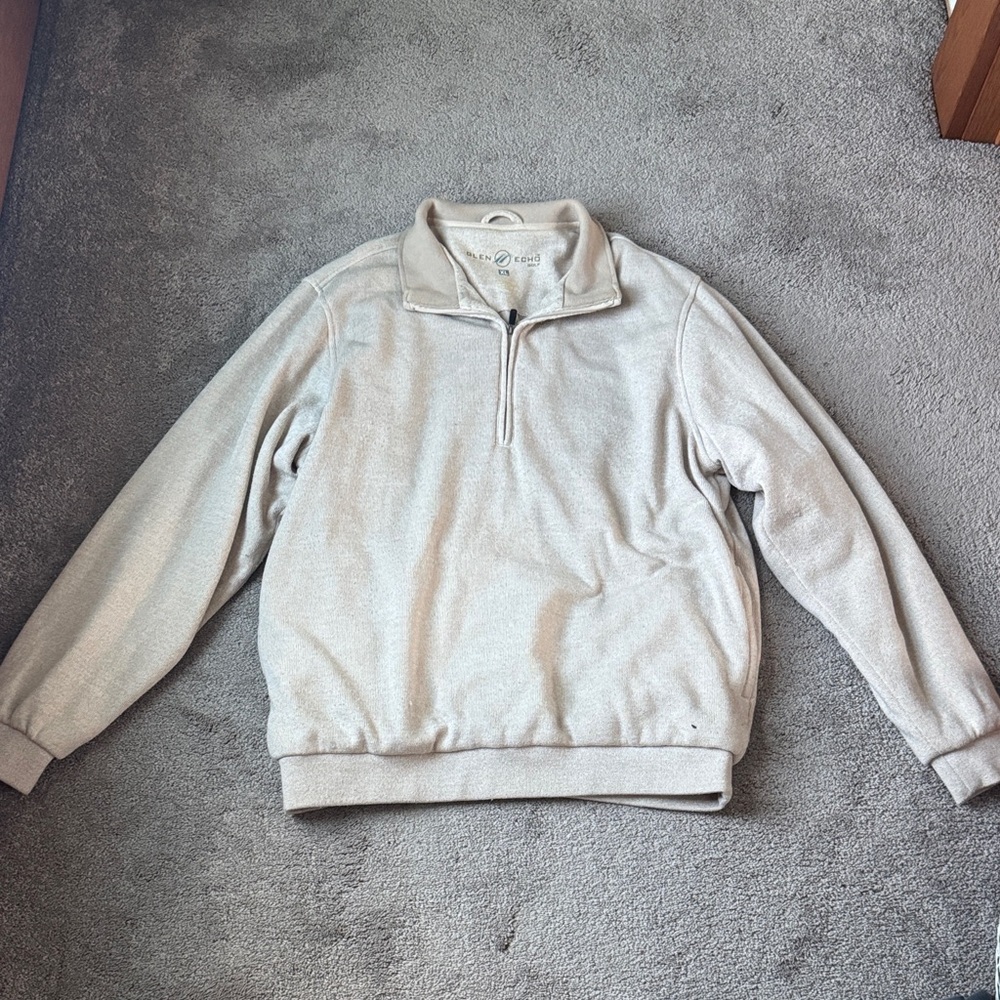 Glen Echo Golf Cream Quarter Zip Pullover Performance Sweatshirt SIZE XL